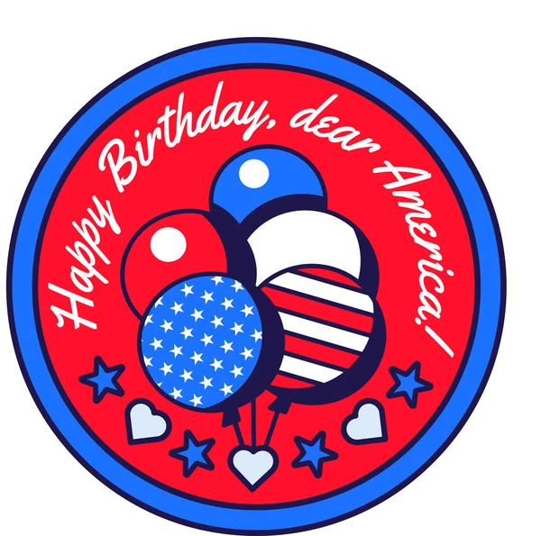 Uroczyste Okrągłe Naklejki Balonami Girlanda Kolorach Amerykańskiej Flagi Stany Zjednoczone — Wektor stockowy