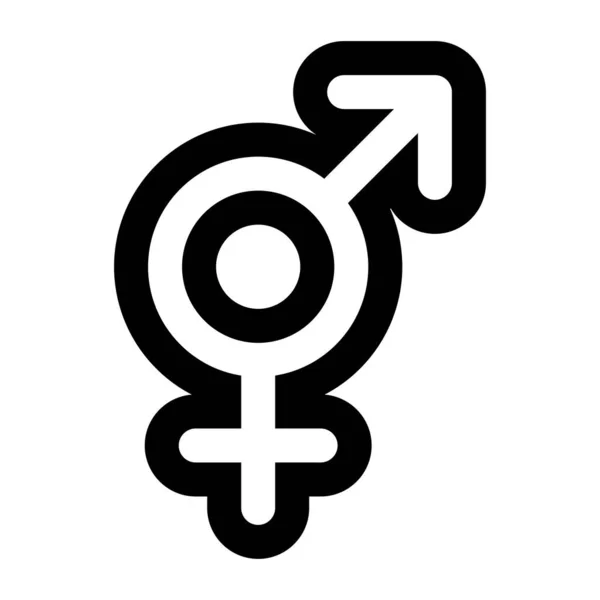 Outline Gender Bigender Black White Icon Traditional Progressive Unconventional Sexual — Stock Vector