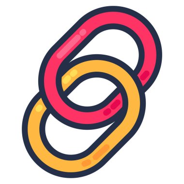 Web sayfasına olan etkileşimli bağlantının simgesini birlikte zincirle. Bilgiler web kaynağına bağlanıyor, web arama sayfasında yer imlerine hızlı yol. Beyaz sırtında izole edilmiş basit çizgi çizgi çizgi çizim vektörü