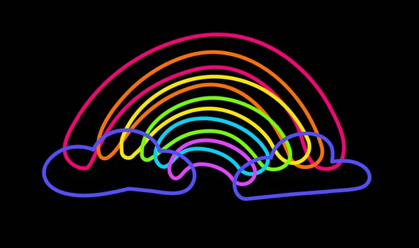 Declarative Hand Drawn Colorful Bright Spring Rainbow Neon Bright Felt — Stock Vector