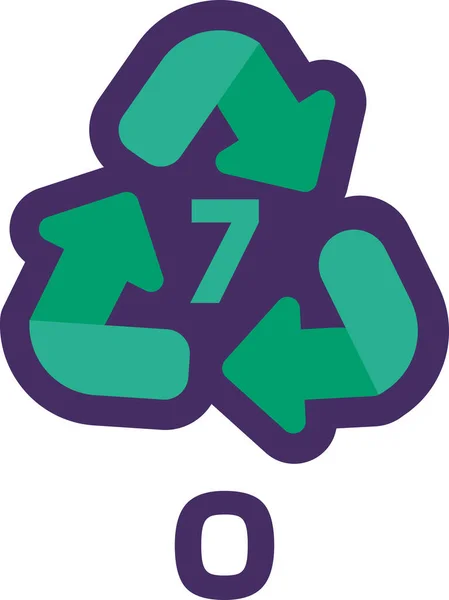 O7号工业品标识 金属的循环代码 告知消费者包装特性和化学成分 绿色三角形箭头标志 — 图库矢量图片