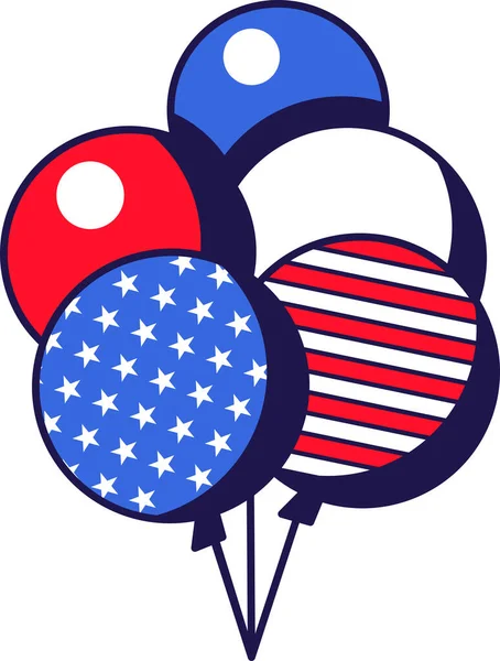 Літаючий Гарнізон Повітряних Кульок Кольорі Американського Прапора Святковий Елемент Атрибути — стоковий вектор