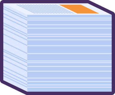 Eski gazete kağıtları yığını, geri dönüşüm ve imha için arşiv. Felçte düz simge, bilgi grafiği tasarımı için element. Beyaz arkaplanda izole edilmiş basit çizgi film ana hatları vektörü