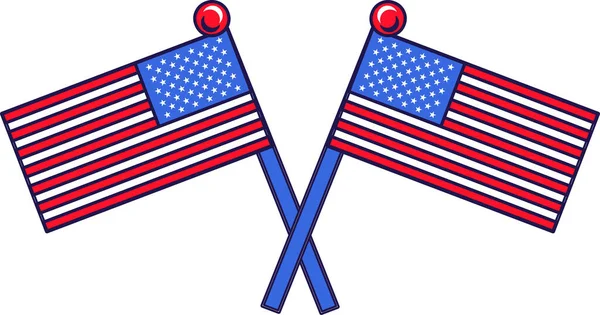 Cruzó Banderas Recuerdo Los Estados Unidos América Asta Bandera Para — Vector de stock