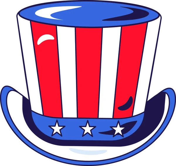 Silindir Şapkalı Amerikan Karakteri Sam Amca Kutlama Öğesi Temmuz Amerikan — Stok Vektör
