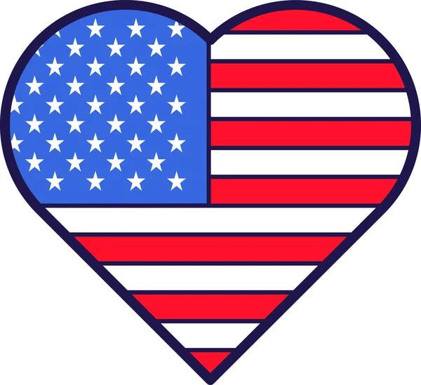 Patriot Heart Den Nationalfarben Der Usa Festliches Element Attribute Des — Stockvektor