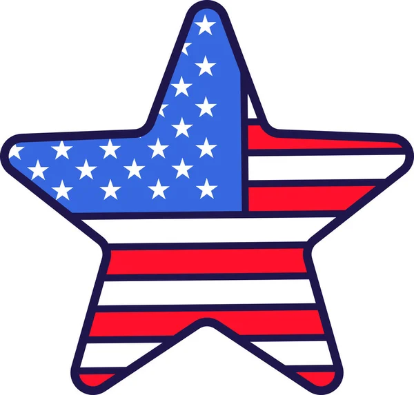 Elemento Estrela Cinco Pontas Festivas Cores Bandeira Americana Atributos Dia — Vetor de Stock