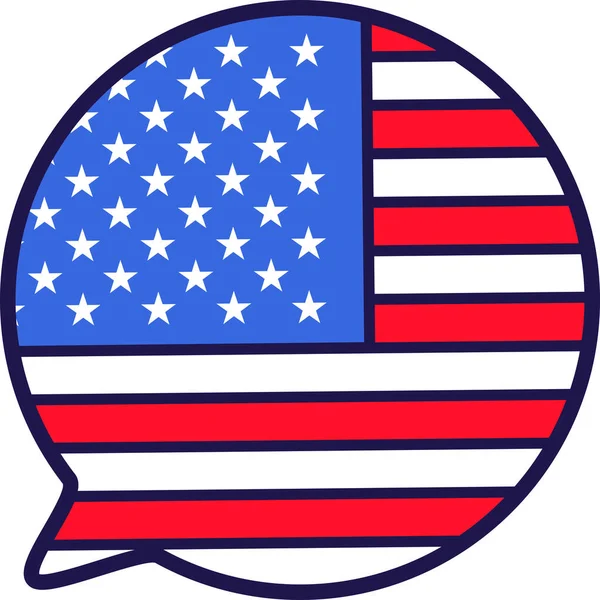 Bolha Falante Cheia Estrelas Listras American Flag Canvas Banner Elemento — Vetor de Stock