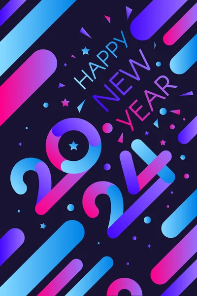 Современный Постер Новым 2024 Годом Ночном Голубом Небе Датой 2024 — стоковый вектор