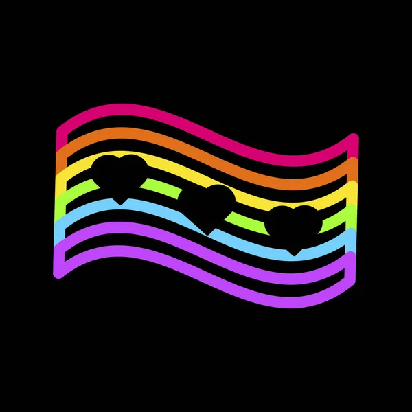 Verklarende Rainbow Vlag Met Hartjes Met Neon Heldere Viltstiften Donkere — Stockvector