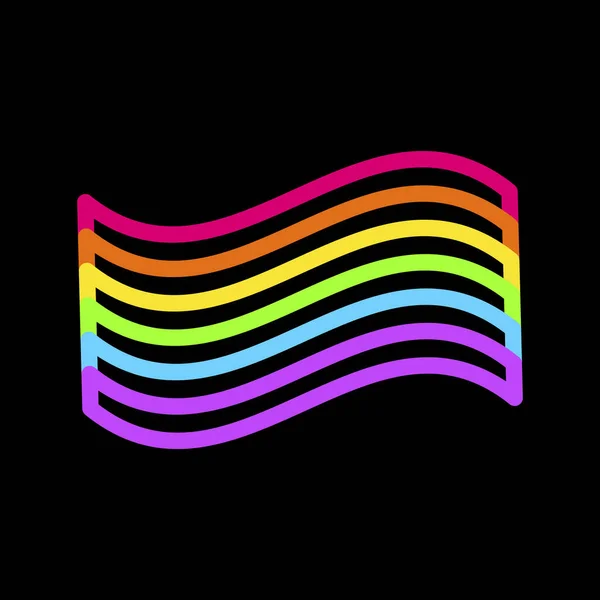 Verklarende Rainbow Zwaaiende Vlag Met Neon Heldere Viltstiften Donkere Zwarte — Stockvector