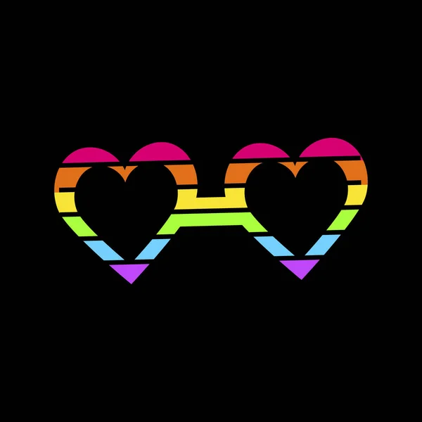 Deklarative Herzförmige Partygläser Mit Neonfarbenen Filzstiften Auf Dunkelschwarzem Hintergrund Lgbt — Stockvektor