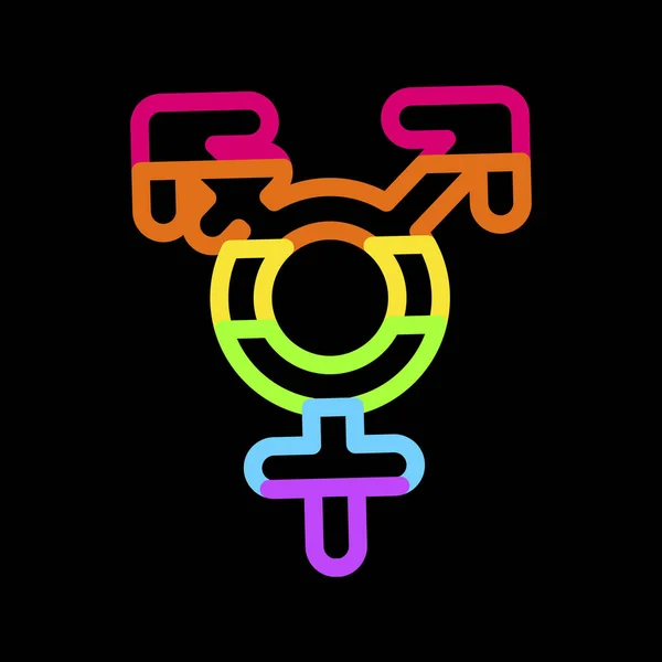Rainbow Gender Segno Transgender Con Pennarelli Luminosi Neon Sfondo Nero — Vettoriale Stock