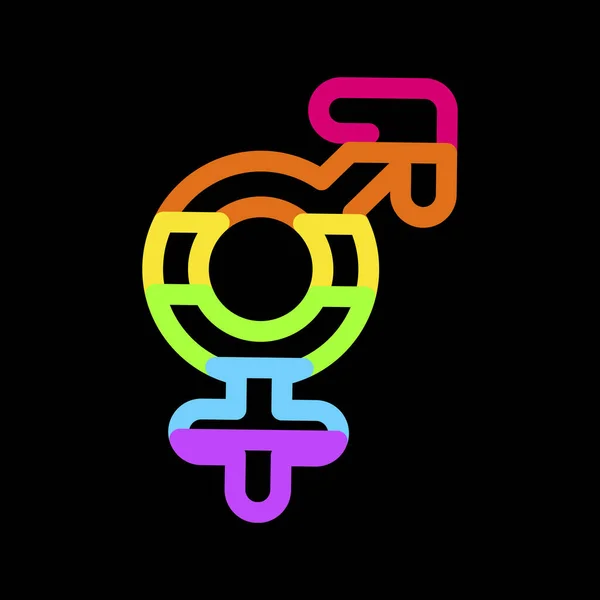 Rainbow Gender Bigender Teken Met Neon Heldere Vilten Puntstiften Donkere — Stockvector