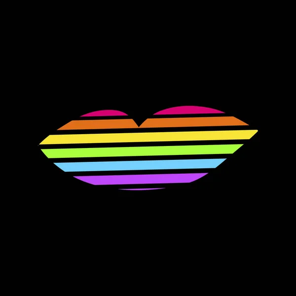 Γυναικεία Χείλη Rainbow Neon Bright Τσόχινα Στυλό Σκούρο Μαύρο Φόντο — Διανυσματικό Αρχείο