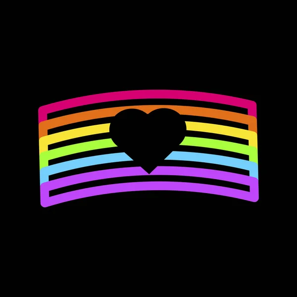 Σημαία Της Καρδιάς Rainbow Νέον Φωτεινό Στυλό Άκρη Τσόχα Σκούρο — Διανυσματικό Αρχείο