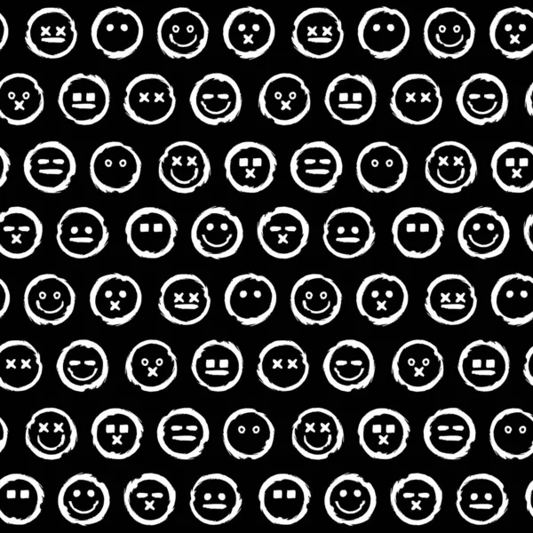 Patrón Sin Costura Descuidado Abstracto Con Células Emoji Diferentes Expresiones — Vector de stock