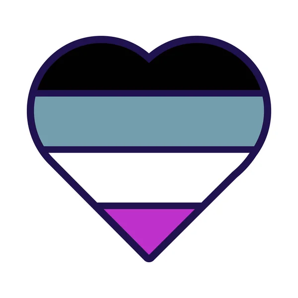 Bandiera Forma Cuore Dell Orgoglio Asessuale Rapporti Sessuali Tradizionali Progressivi — Vettoriale Stock