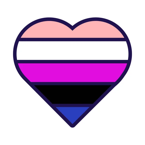 Bandiera Forma Cuore Genderfluid Pride Rapporti Sessuali Tradizionali Progressivi Non — Vettoriale Stock
