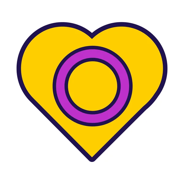 Flaga Interpłci Kształcie Serca Tradycyjne Postępowe Niekonwencjonalne Stosunki Seksualne Pomiędzy — Wektor stockowy