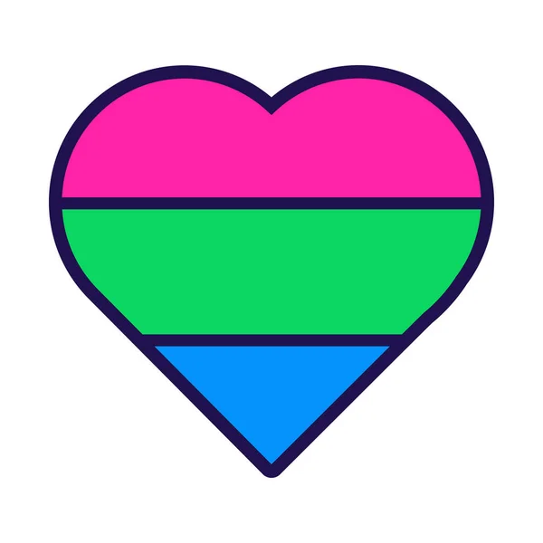 Флаг Полисексуальной Гордости Форме Сердца Традиционные Прогрессивные Нетрадиционные Сексуальные Отношения — стоковый вектор