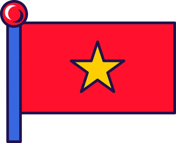 Wietnamski Wektor Flagi Narodowej Żółta Gwiazda Skupiona Czerwonym Polu Wzorzec — Wektor stockowy