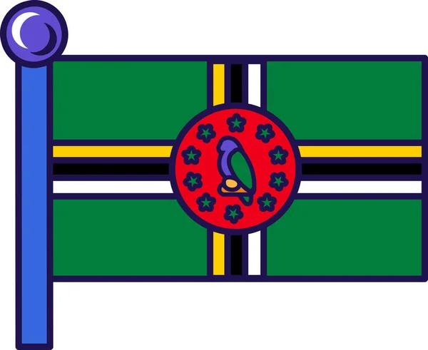 Dominica Bandiera Nazionale Sul Vettore Pennone Bande Incrociate Colore Giallo — Vettoriale Stock