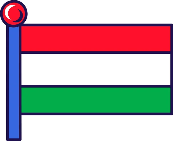 Hungria País Nação Bandeira Vetor Flagpole Horizontal Tricolor Vermelho Branco — Vetor de Stock