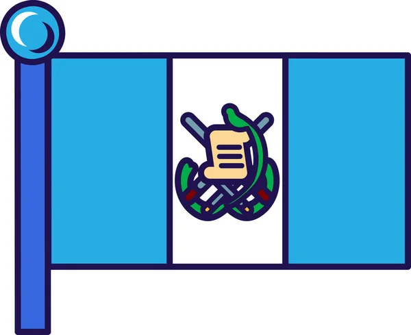 Bendera Negara Republik Guatemala Tiang Bendera Vektor Trijalur Biru Dan - Stok Vektor