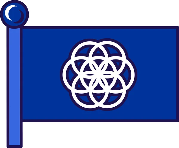 Bandera Internacional Del Planeta Tierra Contorno Vector Siete Anillos Blancos — Vector de stock