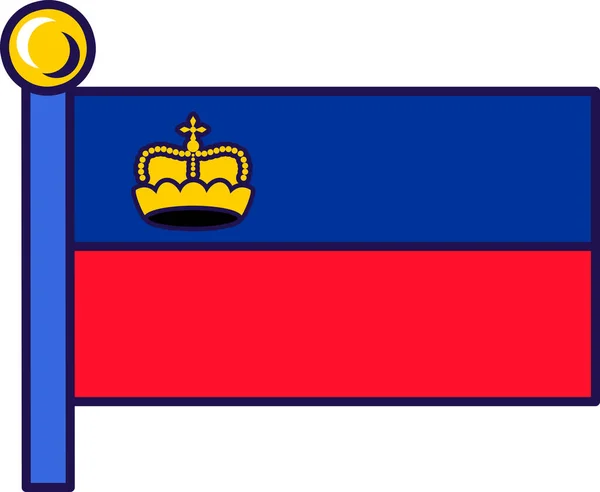 Principality Liechtenstein Nation Flag Vector 수평적 파란색 빨간색으로 장식된 금관입니다 — 스톡 벡터