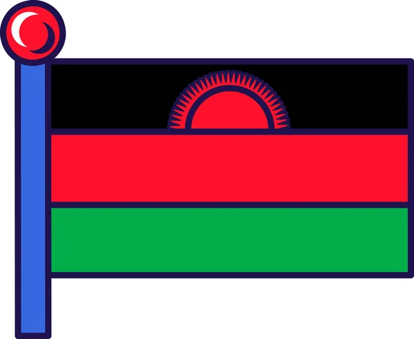 Národní Vlajka Malawské Republiky Vlajkovém Vektoru Vodorovný Kmen Zeleného Červeného — Stockový vektor
