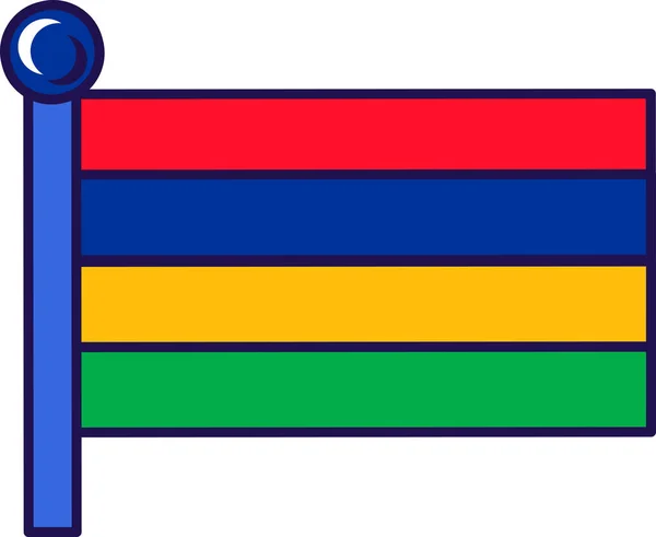 Isla Mauricio Bandera Nación República Vector Asta Bandera Bandas Horizontales — Vector de stock