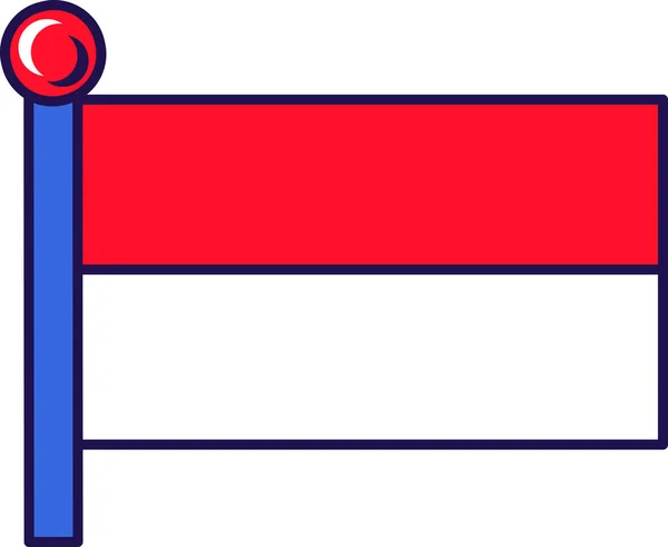 Flaga Państwa Monako Wektorze Masztu Pozioma Dwukolorowa Czerwień Biel Oficjalne — Wektor stockowy