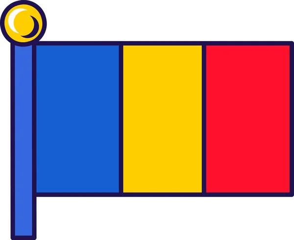 Флаг Республики Молдова Векторе Флагштока Вертикальный Триколор Синего Желтого Красного — стоковый вектор