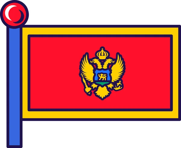 Montenegro País Bandera Nación Vector Asta Bandera Escudo Símbolo Armas — Vector de stock