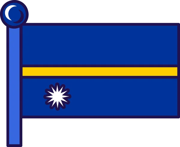 Nauru Country National Flag Flagpole Vector Blue Field Yellow Narrow — Stock Vector