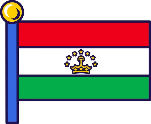 Bandiera Nazionale Della Repubblica Del Tagikistan Sul Vettore Pennone Tricolore — Vettoriale Stock