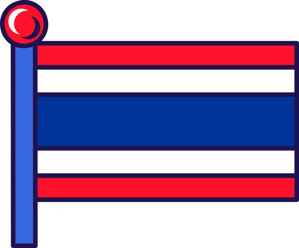 Bandera Del Reino Tailandia Vector Del Asta Bandera Cinco Franjas — Vector de stock