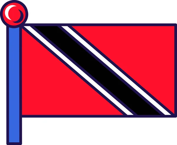 トリニダードとトバゴ共和国国旗ベクトル 白い繊維状の黒の斜めのバンドと赤のフィールド 独立フラット漫画のイラストの島嶼国の伝統的および愛国的なシンボル — ストックベクタ