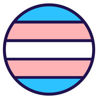 LGBT gurur bayrağı renginde yuvarlak çıkartma. Şenlikli çember unsuru, travesti gururunun niteliği. Beyaz arkaplanda izole edilmiş LGBT topluluk bayrağı renklerinde çizgi film vektör simgesi