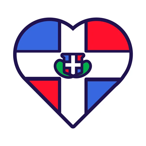 Coeur Patriote Aux Couleurs Drapeau National République Dominicaine Élément Festif — Image vectorielle