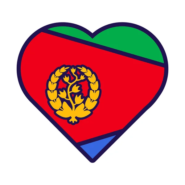Патриотическое Сердце Национальных Цветах Флага Эритреи Праздничный Элемент Атрибуты Дня — стоковый вектор