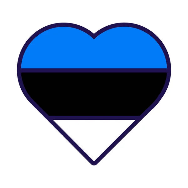 Патриотическое Сердце Национальных Цветах Флага Эстонии Праздничный Элемент Атрибуты Дня — стоковый вектор