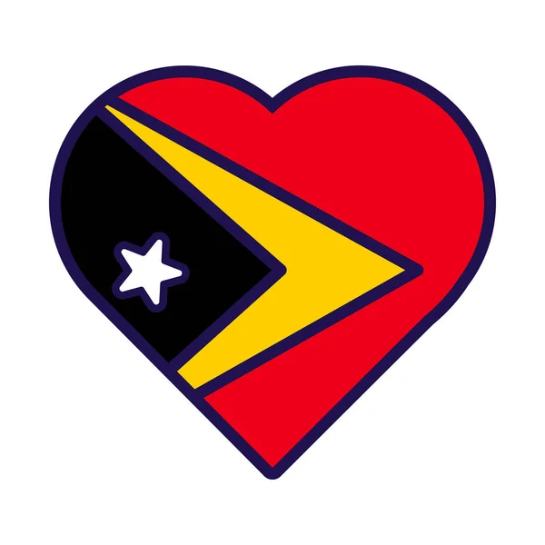 Coeur Patriote Aux Couleurs Drapeau National Timor Oriental Élément Festif — Image vectorielle
