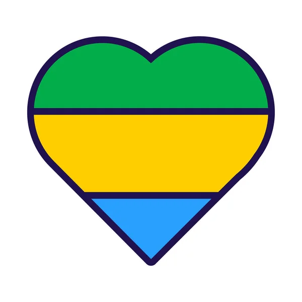 Coeur Patriote Aux Couleurs Nationales Drapeau Gabonais Élément Festif Attributs — Image vectorielle