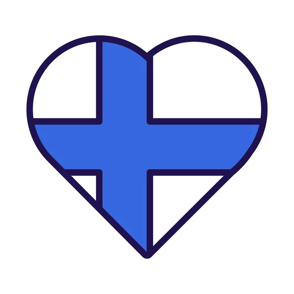 Patriot Heart Narodowych Kolorach Flagi Finlandii Element Świąteczny Atrybuty Dnia — Wektor stockowy