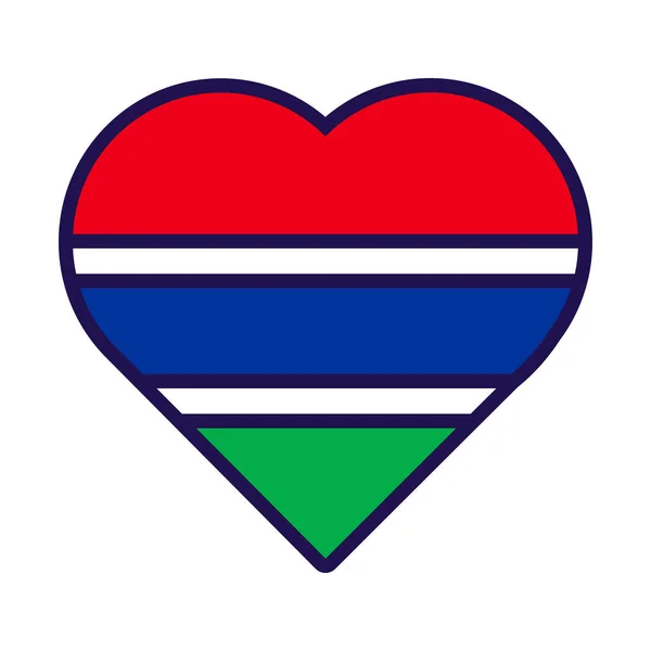 Патриотическое Сердце Цветах Флага Гамбии Праздничный Элемент Атрибуты Дня Независимости — стоковый вектор