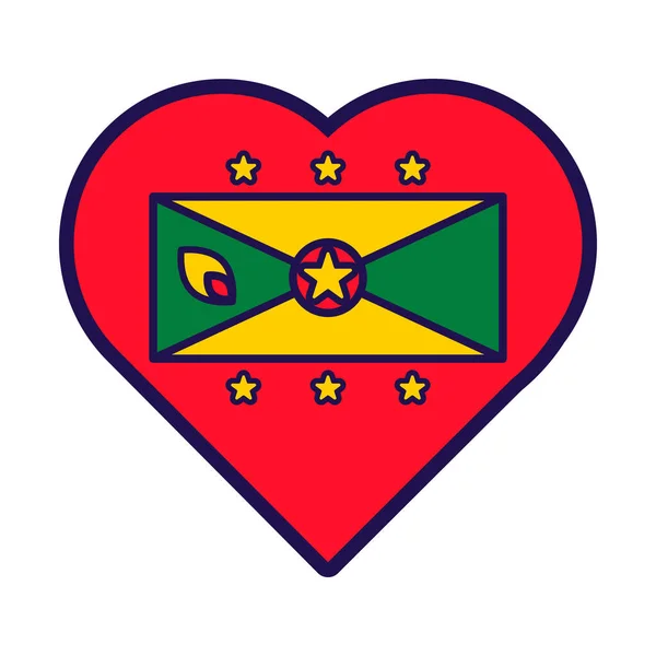 Patriotenherz Den Nationalfarben Grenadas Festliches Element Attribute Des Unabhängigkeitstages Von — Stockvektor