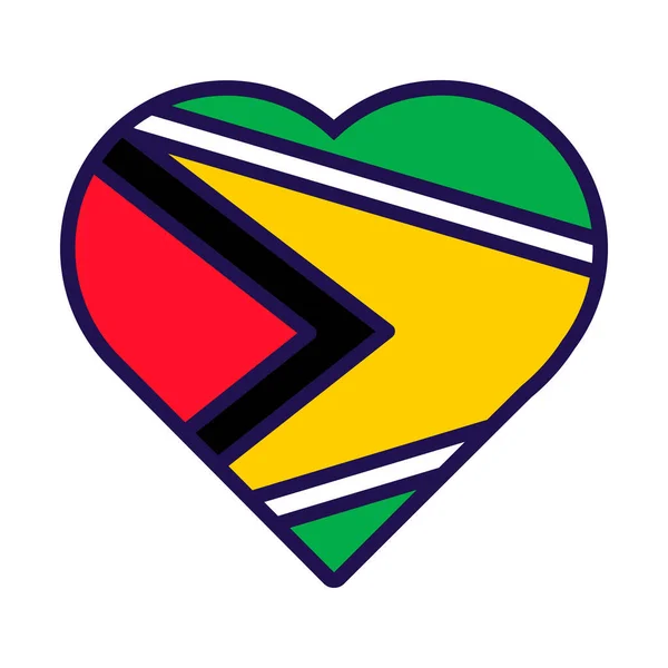Coeur Patriote Aux Couleurs Nationales Drapeau Guyanais Élément Festif Attributs — Image vectorielle